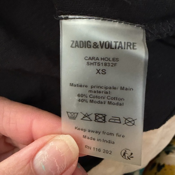 Zadig & Voltaire Charcoal Distressed Short Sleeve Tee XS - Picture 4 of 6